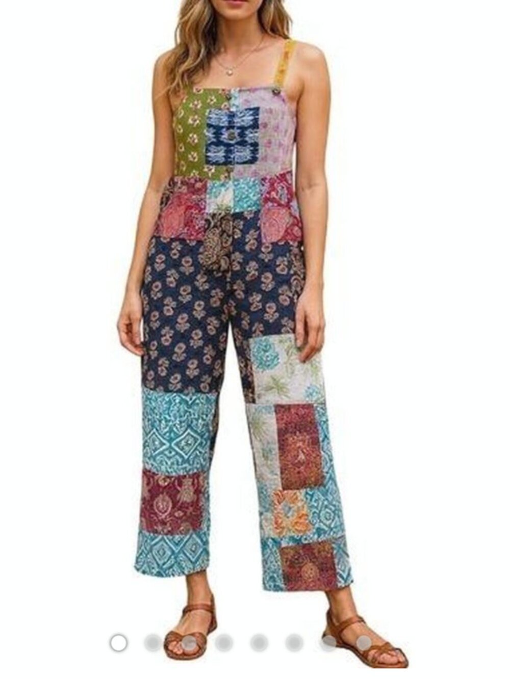 Ashley Taylor Woman Patchwork Bohemian Over-sized Wide-Leg Overalls Sz Onesize